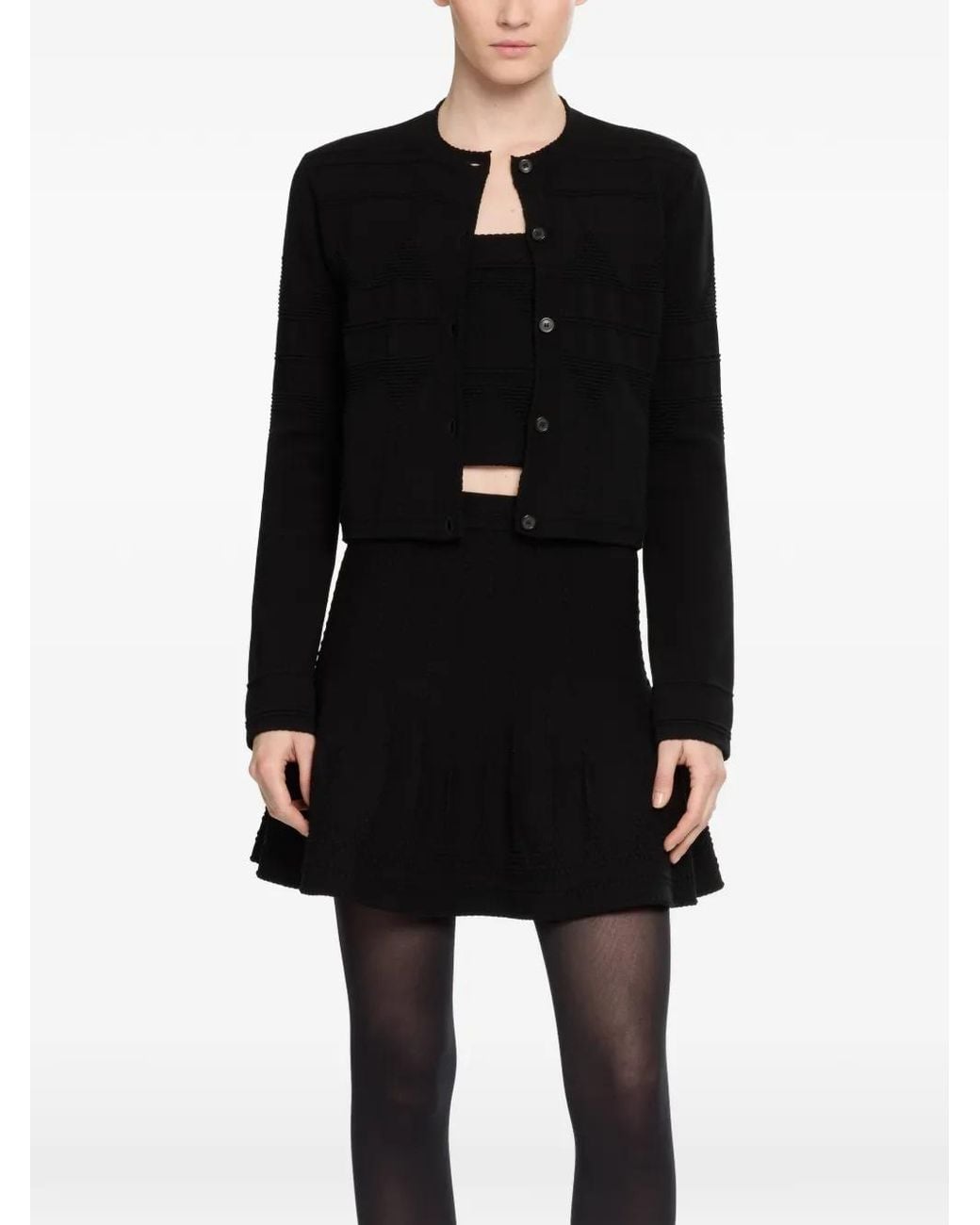 Elie Saab Black Scalloped-Neck Cardigan