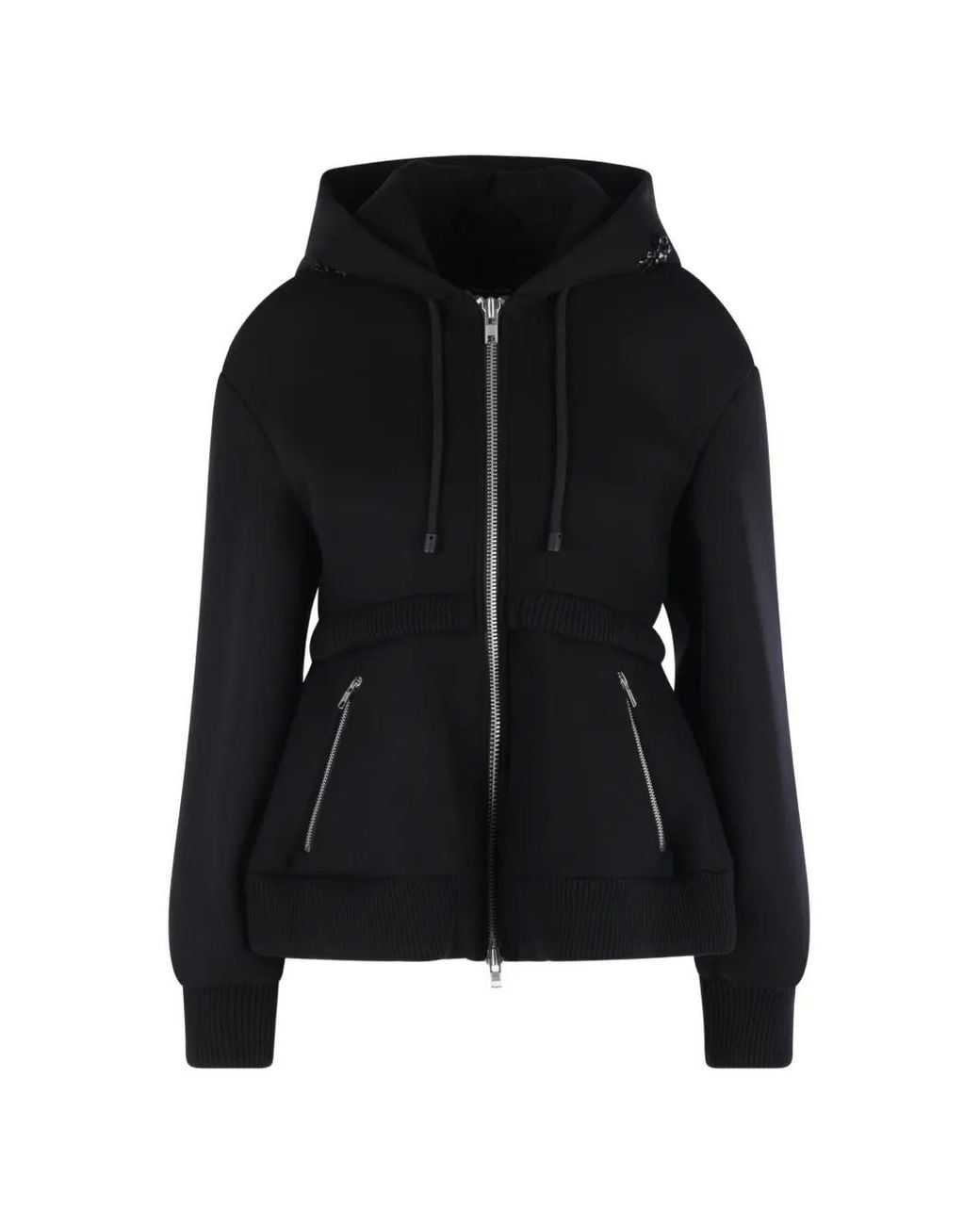 Simone Rocha Black Bead-Embellished Zip-Up Hoodie