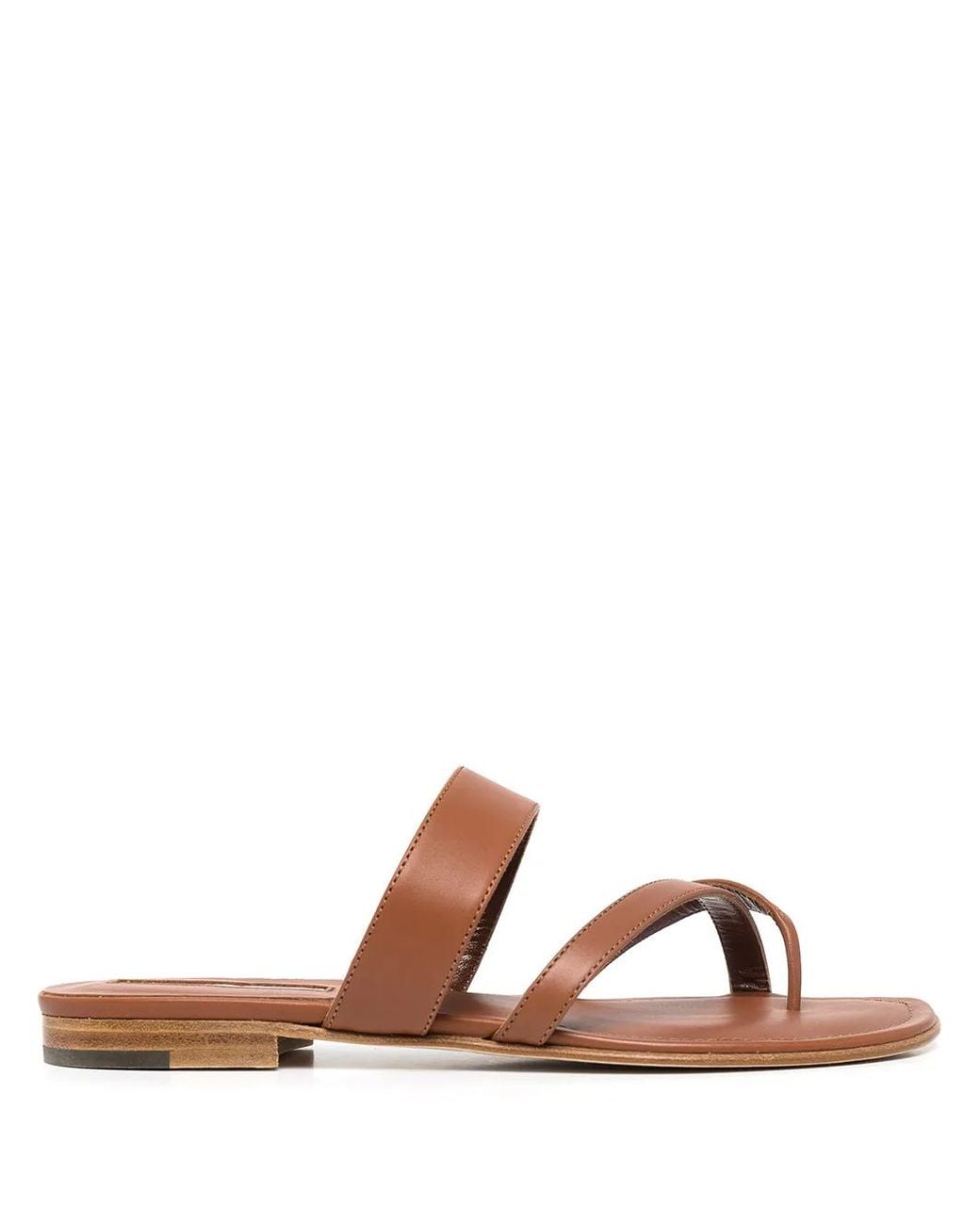 Manolo Blahnik Brown Susa Crossover Straps Sandals