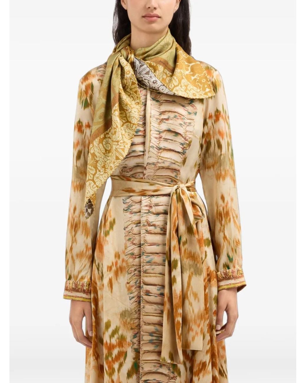 Pierre Louis Mascia Metallic Foulard En Soie Cialda À Motif Baroque