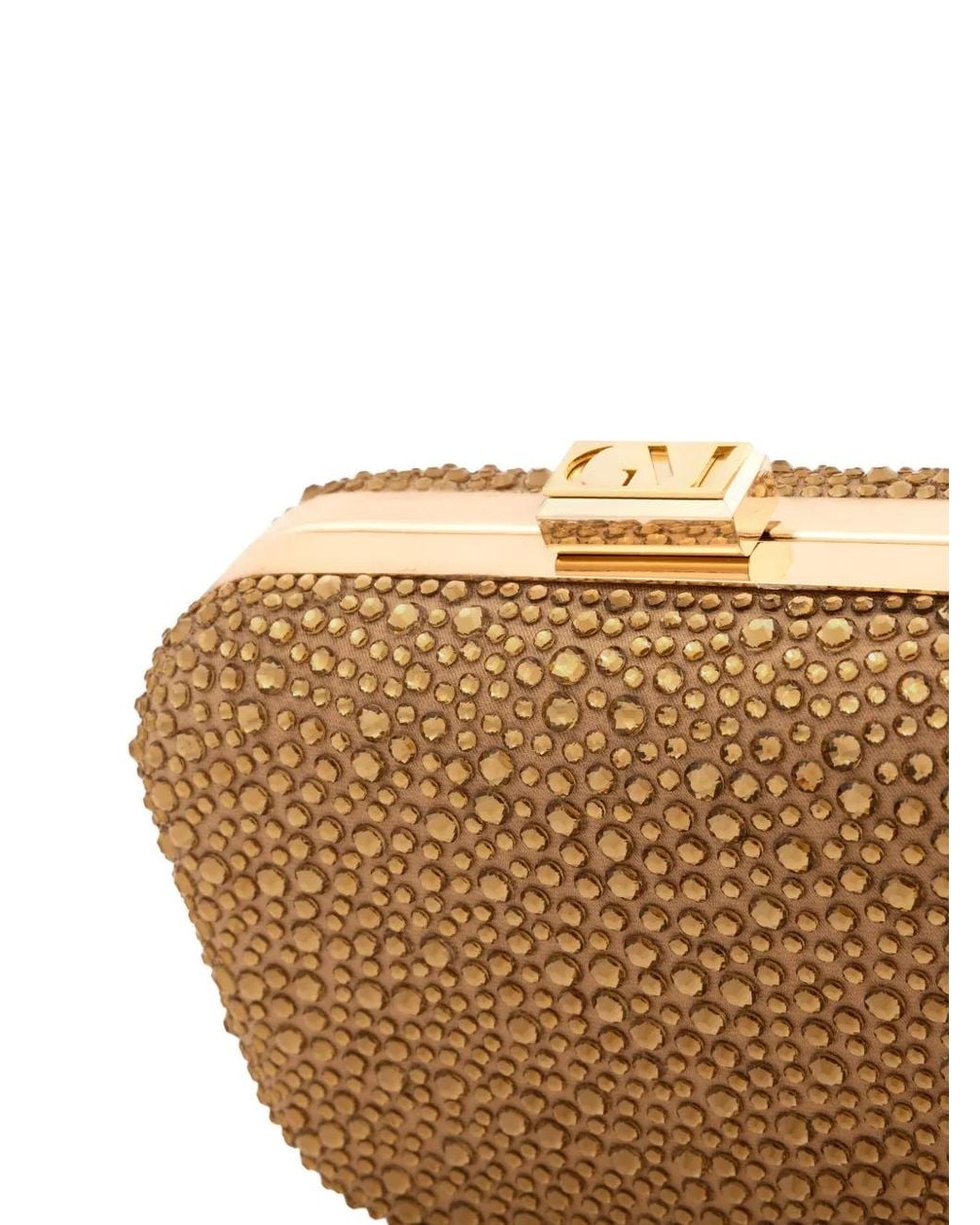 Gemy Maalouf Brown Crystal-Embellished Crepe Clutch Bag