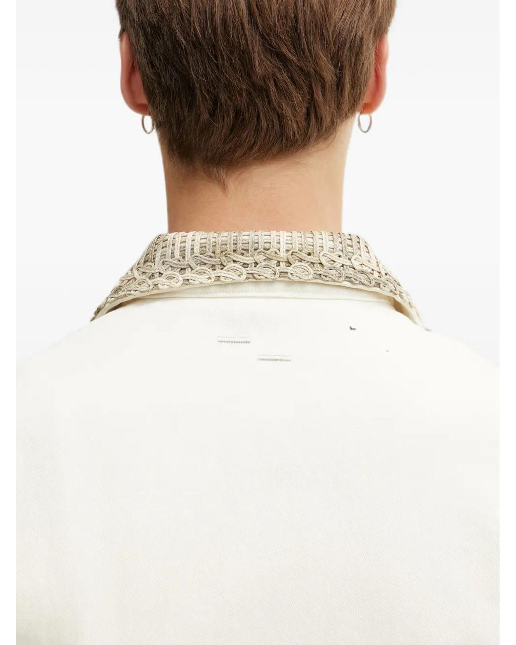 Filling Pieces White Panier Woven-Detail Zip-Up Jacket for men
