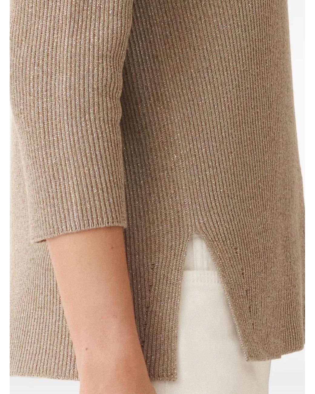Fabiana Filippi Brown Cotton Blend Crewneck Sweater