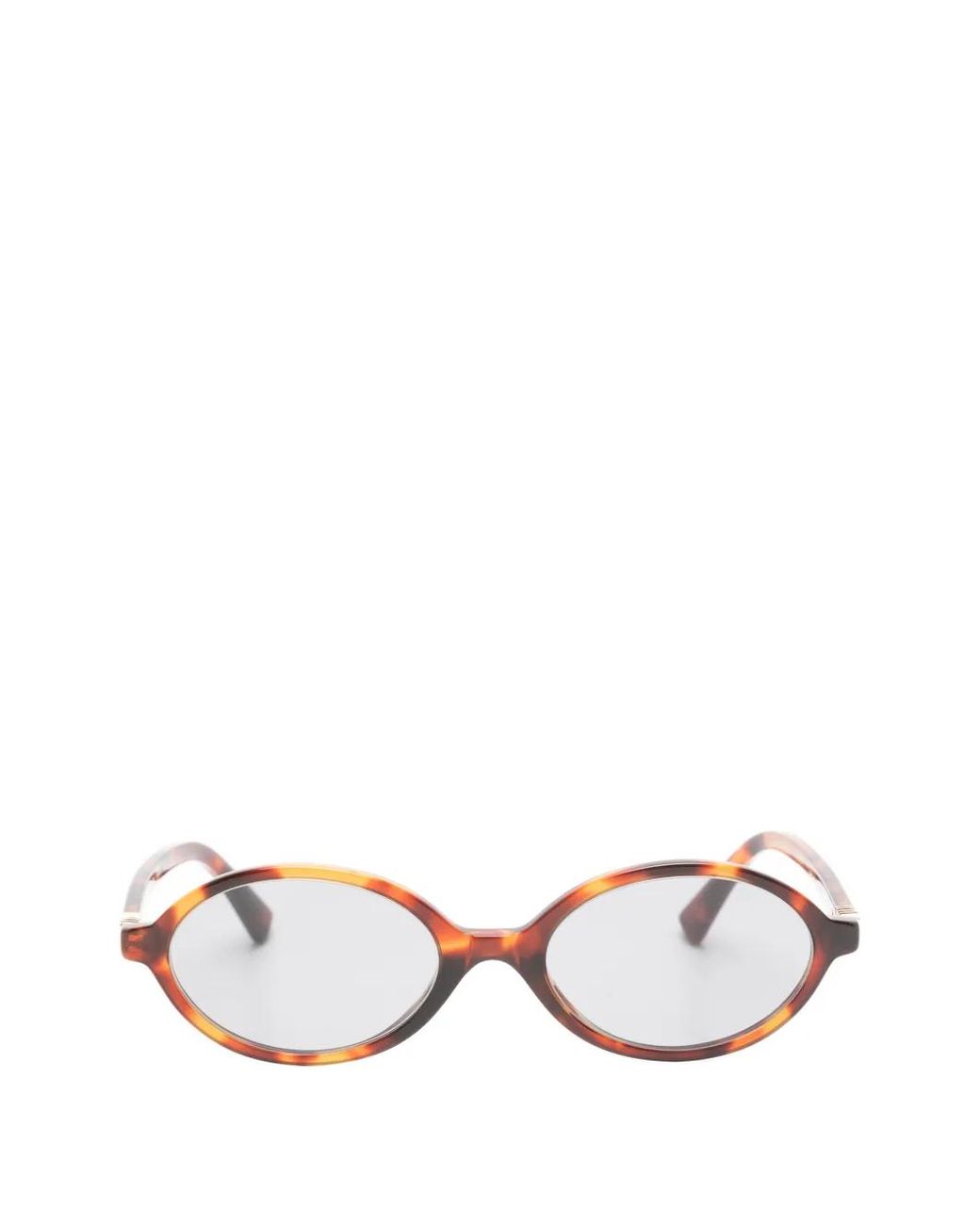 Miu Miu White Tortoiseshell-Effect Oval-Frame Sunglasses