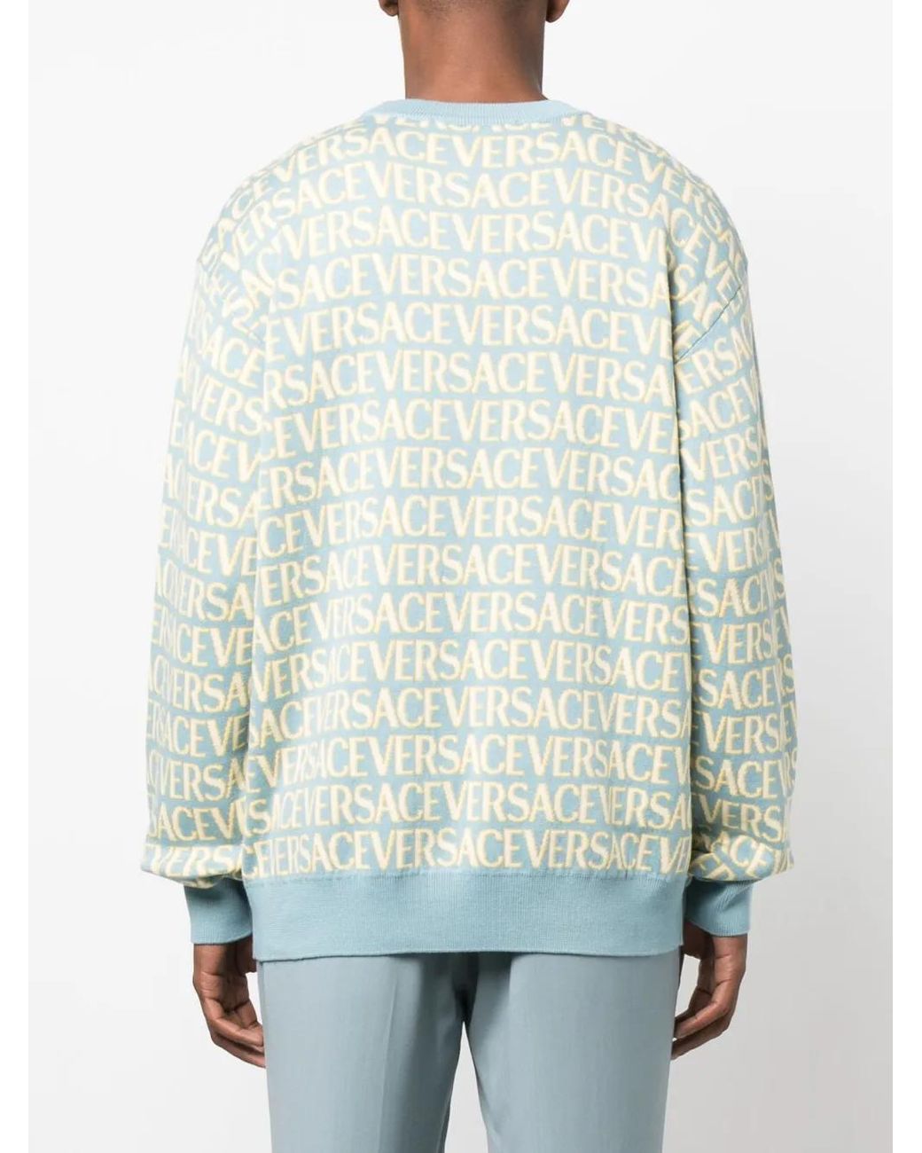 Versace Blue Allover Jumper for men