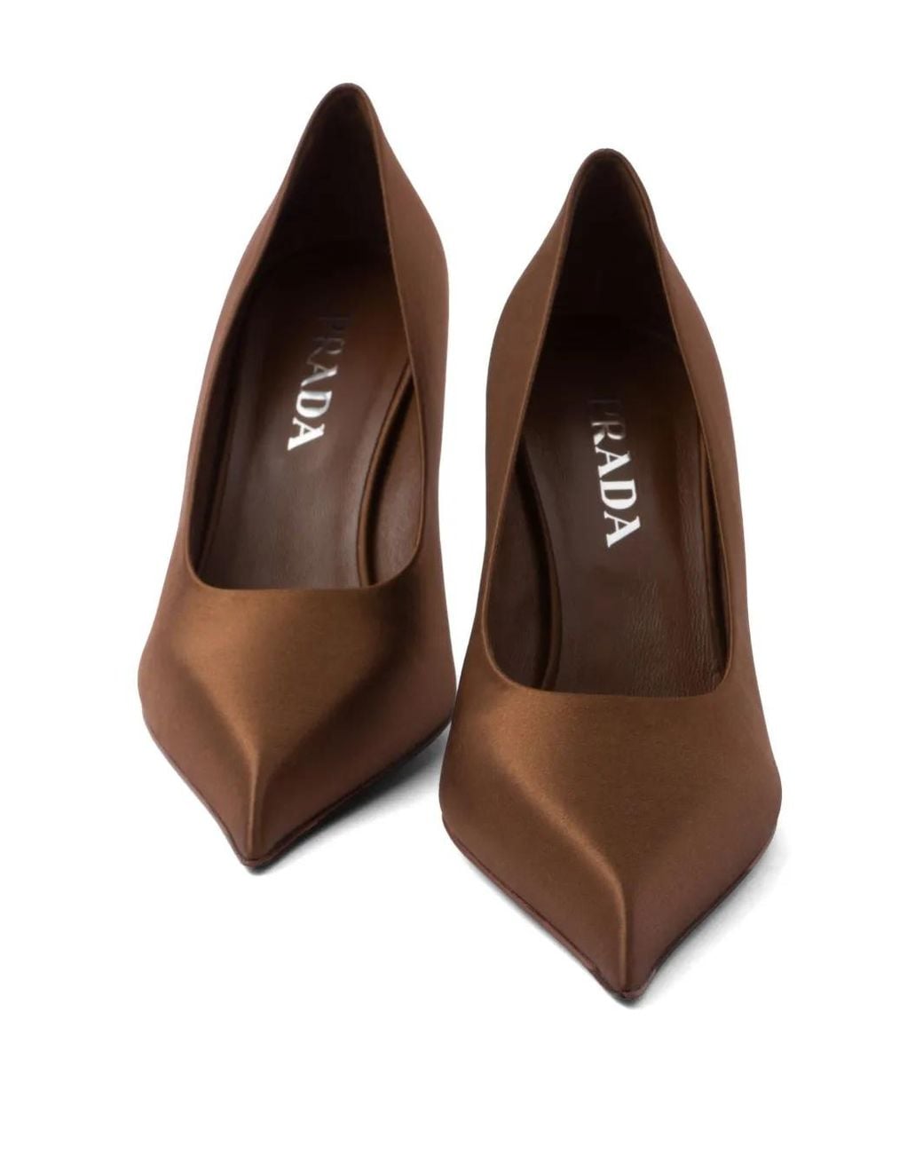 Prada Brown 85Mm Satin Pumps
