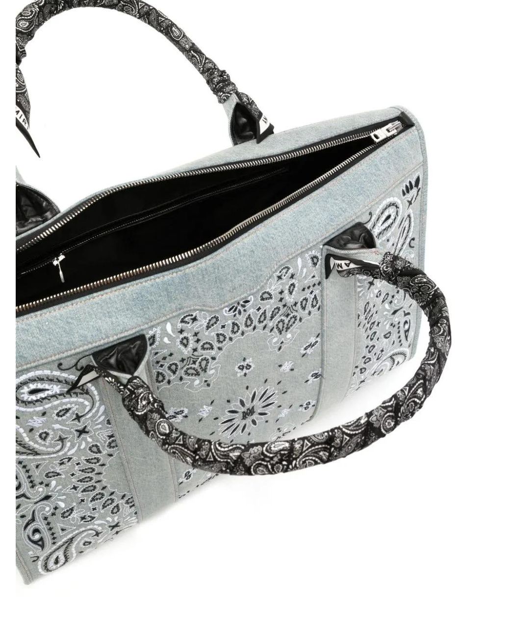 Amiri Gray Bandana-Embroidery Denim Holdall for men