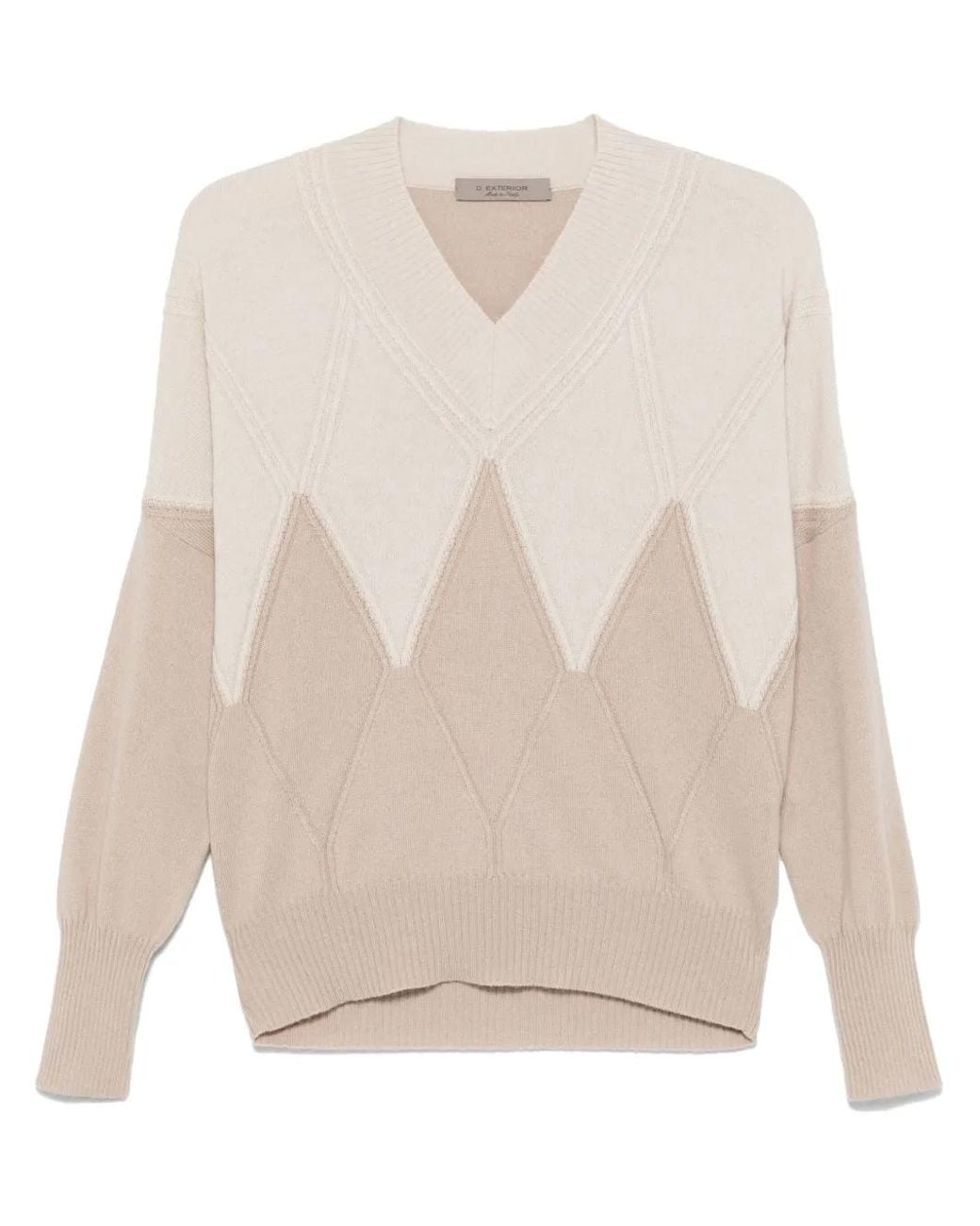 D.exterior White Pullover Mit Argyle-Muster