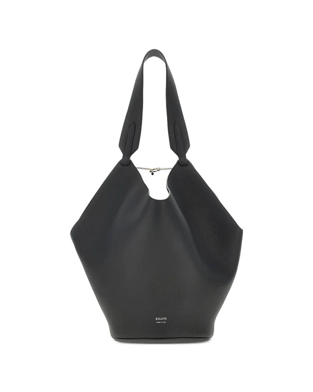 Khaite Black Lotus Grained Leather Shoulder Bag