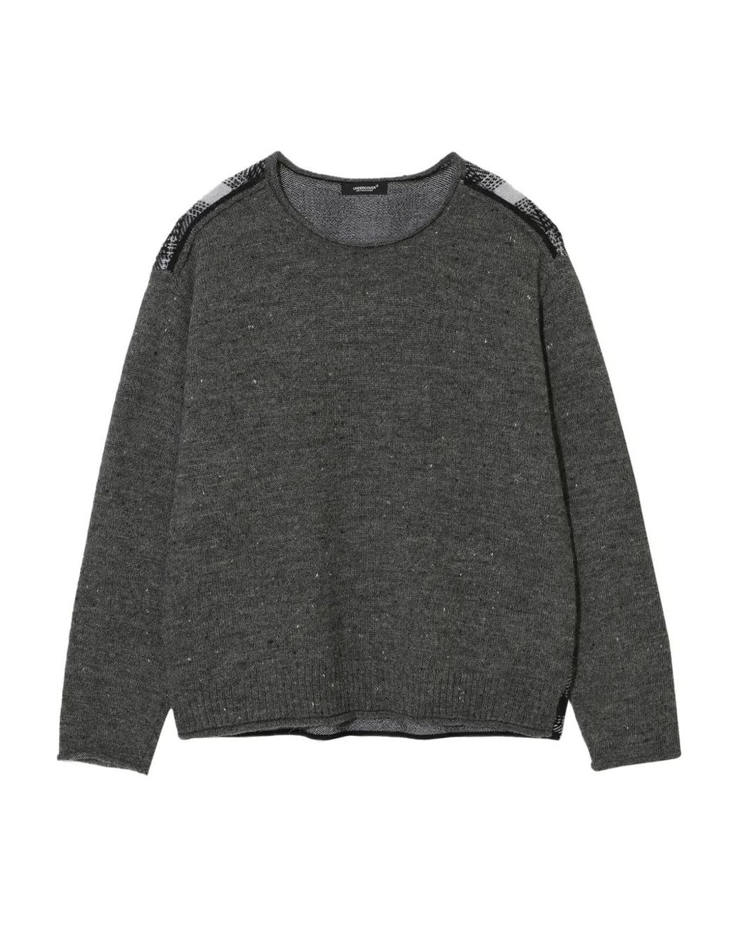 Undercover Gray Checked-Panel Wool Sweater for men
