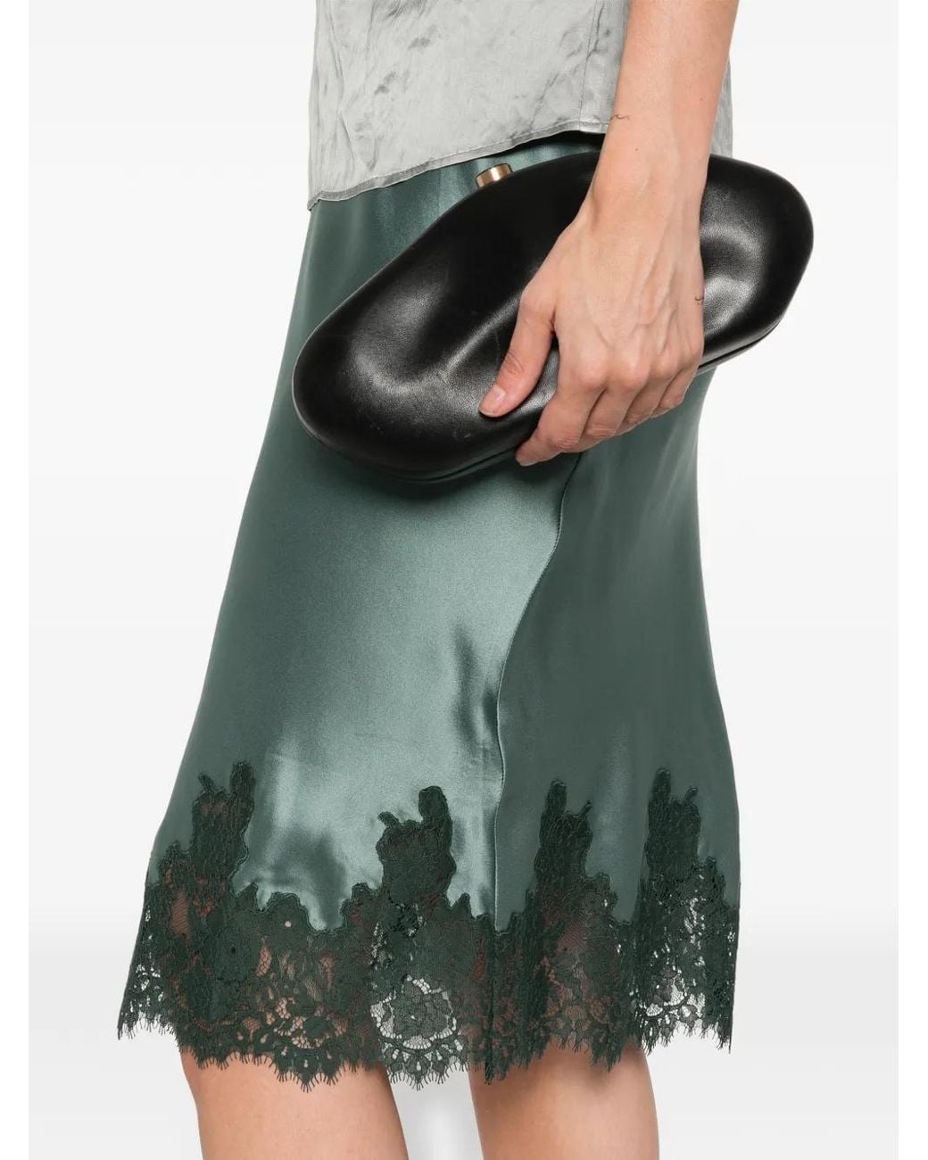 Doen Green Elowette Lace-Trim Midi Skirt