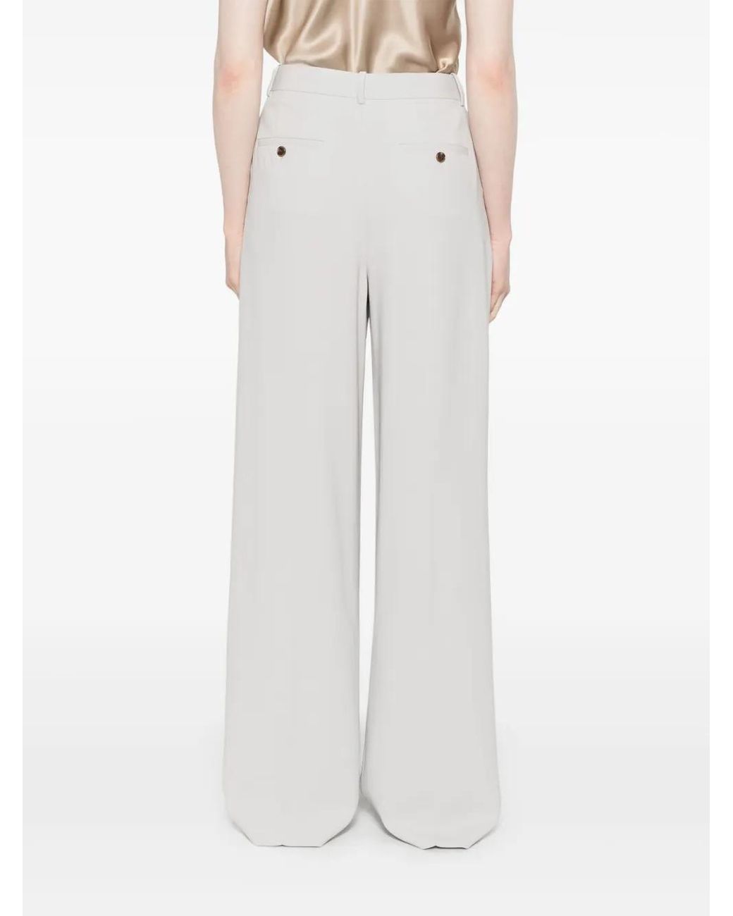 Theory White Double-Pleat Trousers