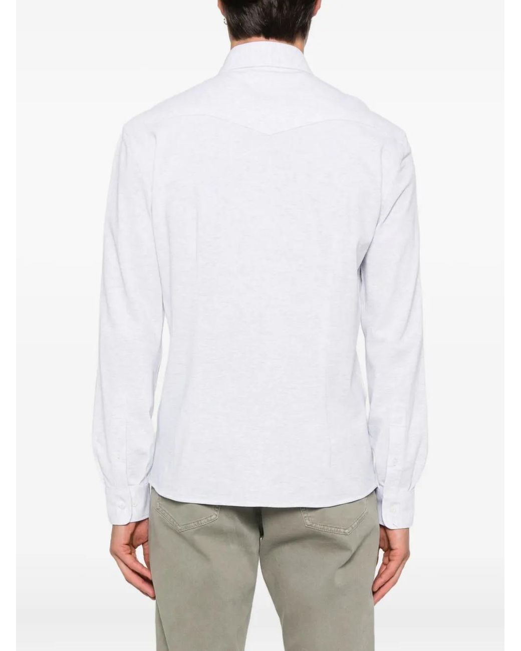 Brunello Cucinelli White Cotton Shirt for men