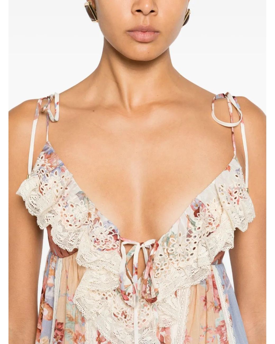 Zimmermann White Floral Lace Midi Dress