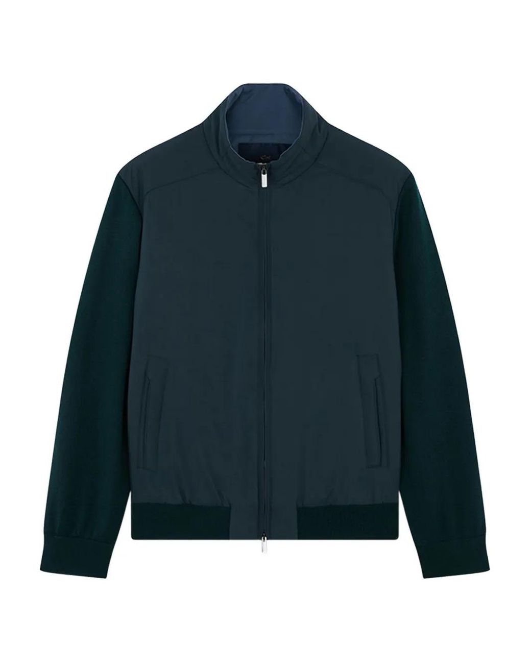 Paul & Shark Blue Typhoon Wool-Paneled Zip-Up Sweater for men