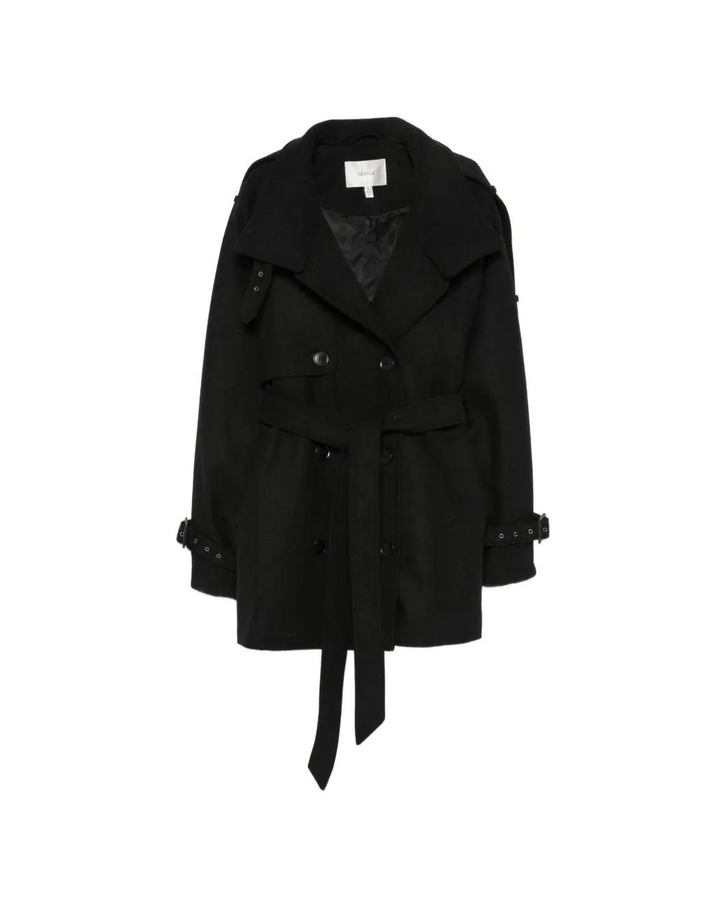 Gestuz Black Gzavic Double-Breasted Belted Coat