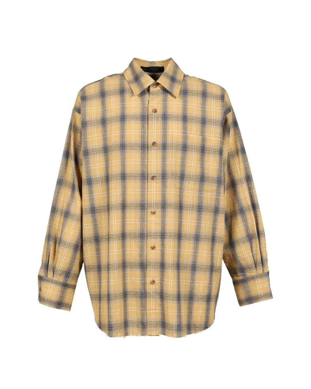 JUN/NAKAYAMA Natural Check-Pattern Raw-Edge Shirt for men