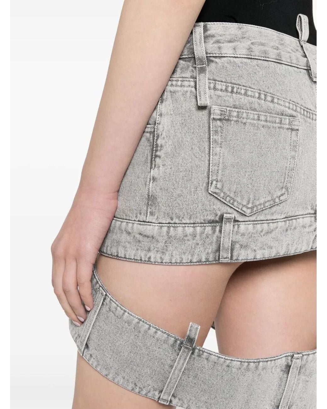 The Attico Gray Cropped Denim Mini Skirt