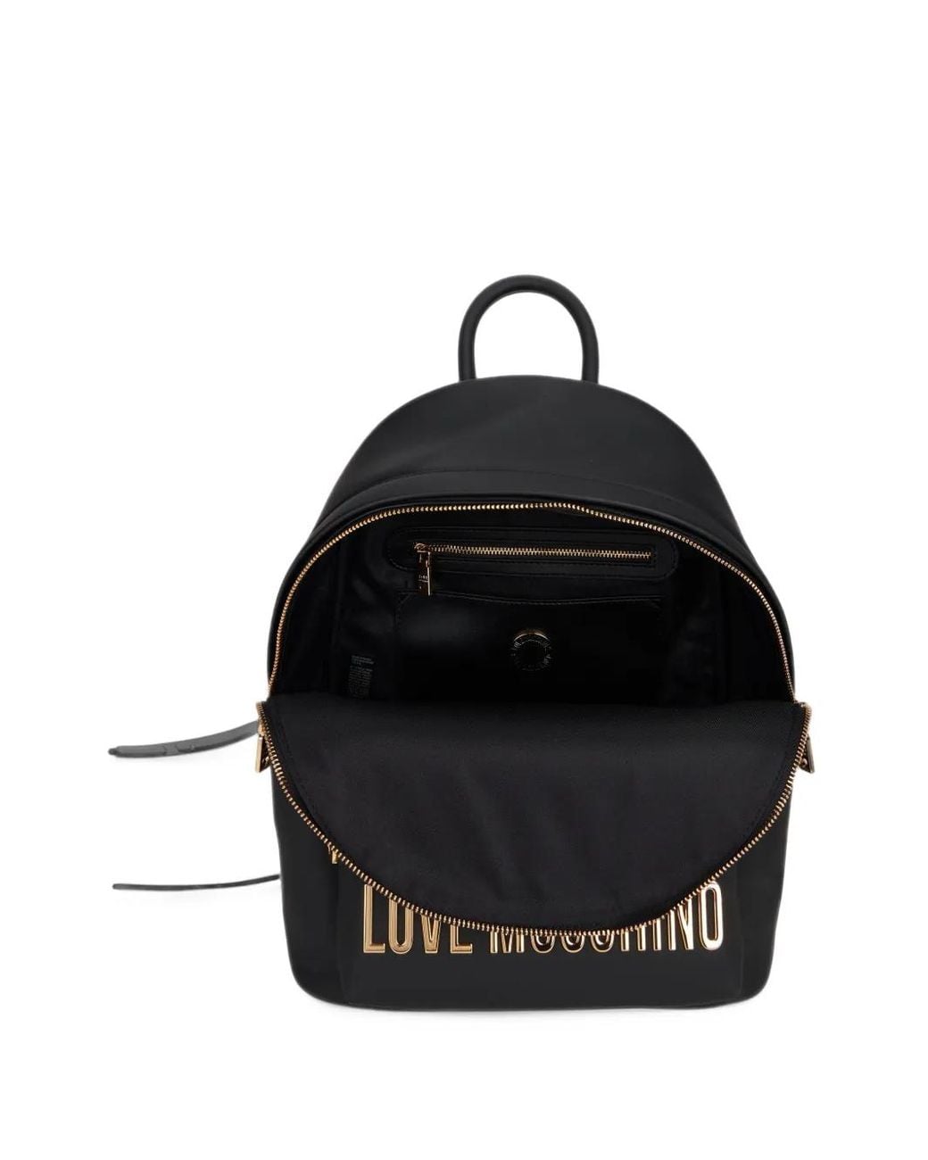 Love Moschino Black Logo-Plaque Front-Pocket Backpack
