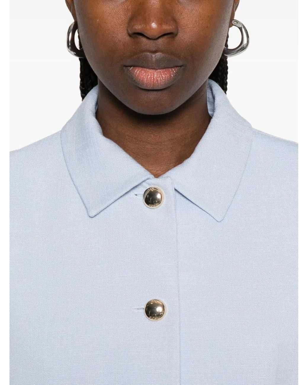 Maje Blue Short Single-Breasted Jacket