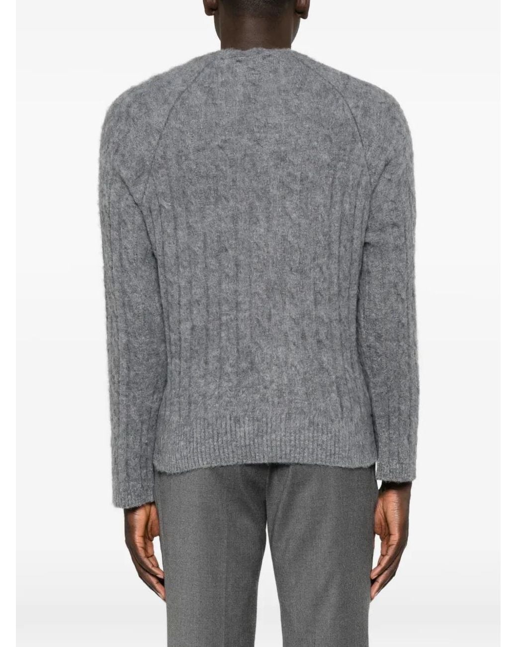 Diana Studio Gray Cable-Knit Raglan-Sleeve Sweater for men