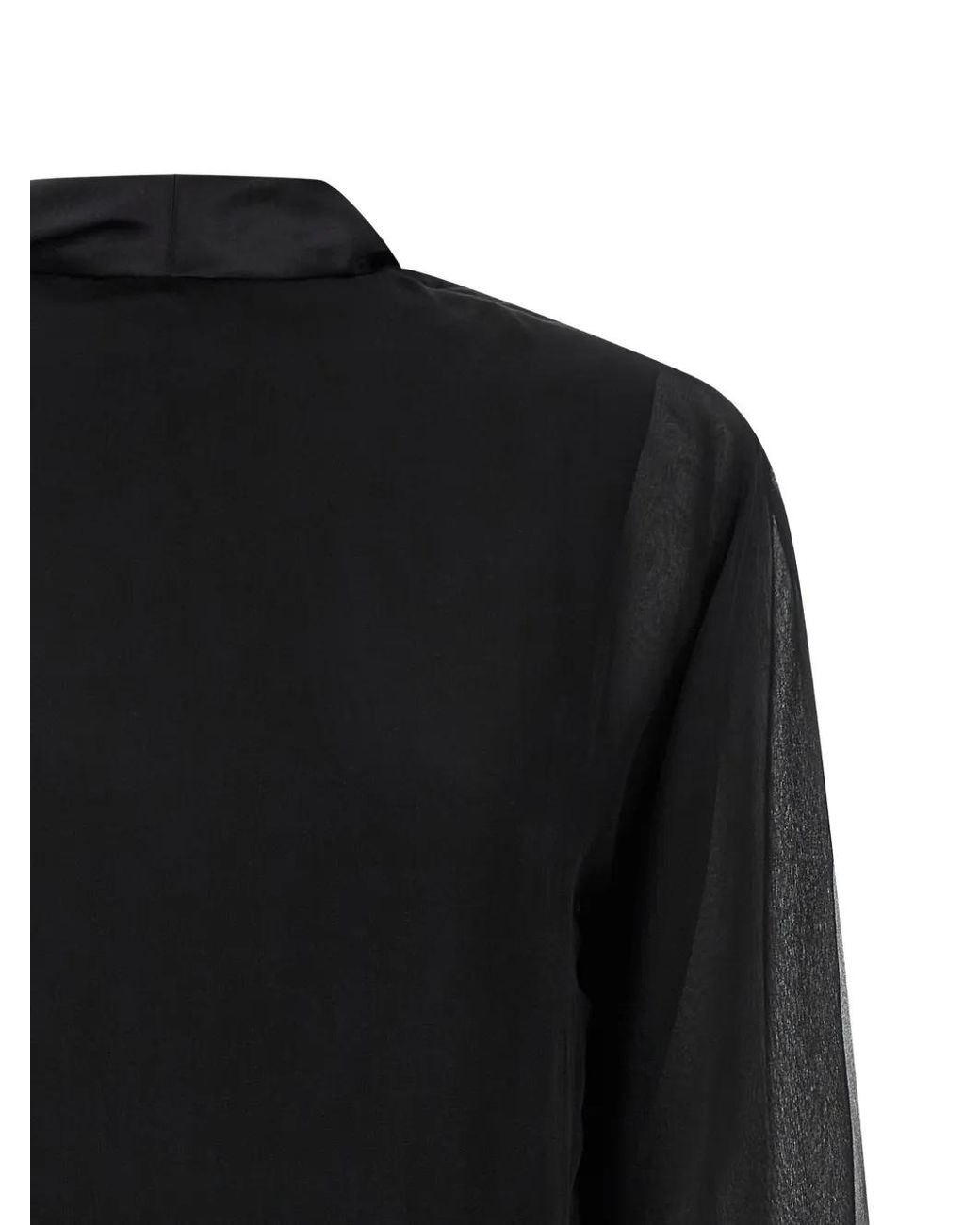 Alberta Ferretti Black V-Neck Silk Blouse