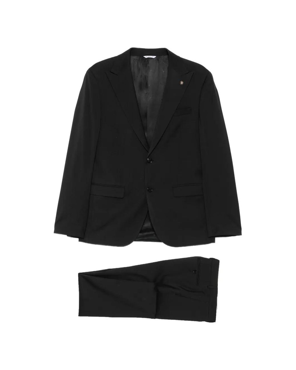 Manuel Ritz Black Single-Breasted Peak-Lapels Suit for men