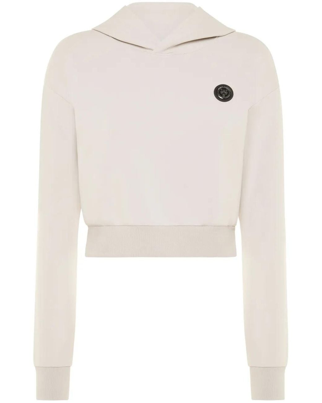 Philipp Plein White Cropped Hoodie