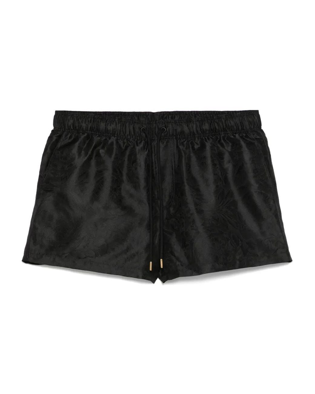 Versace Black Barroco-Jacquard Swim Shorts for men