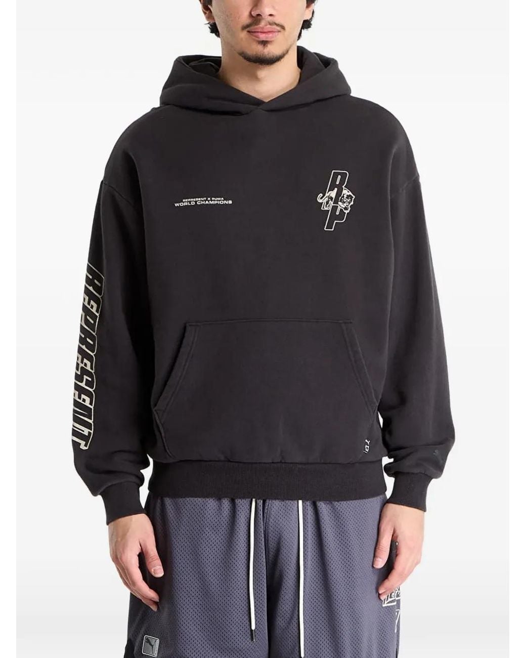 PUMA Black X Represent Oversized Hoodie for men