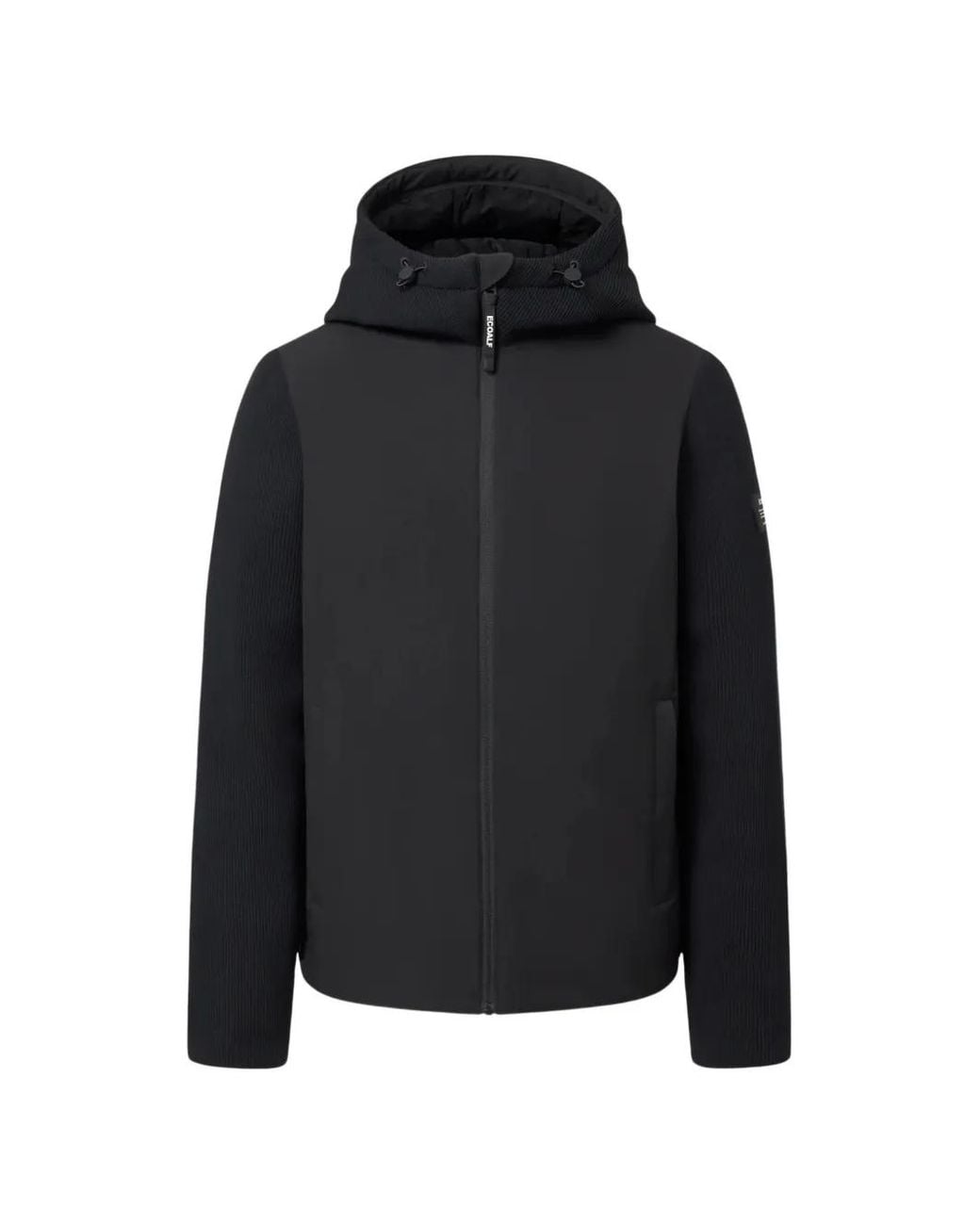 Ecoalf Black Hooded Panelled Jacket for men