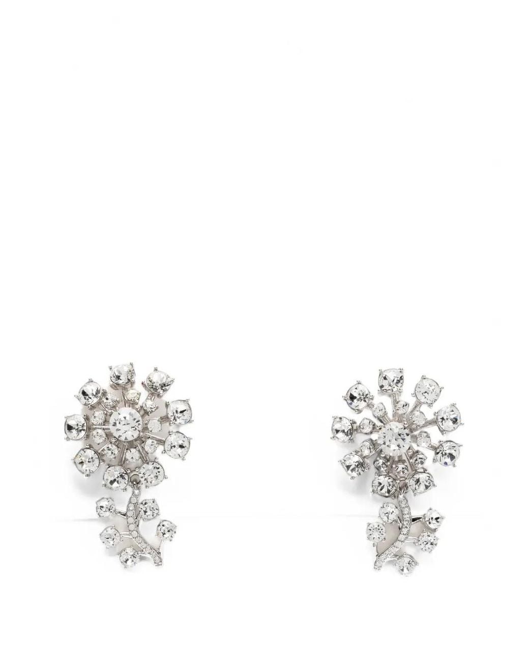 Self-Portrait White Small Flower Crystal-Embellished Earrings