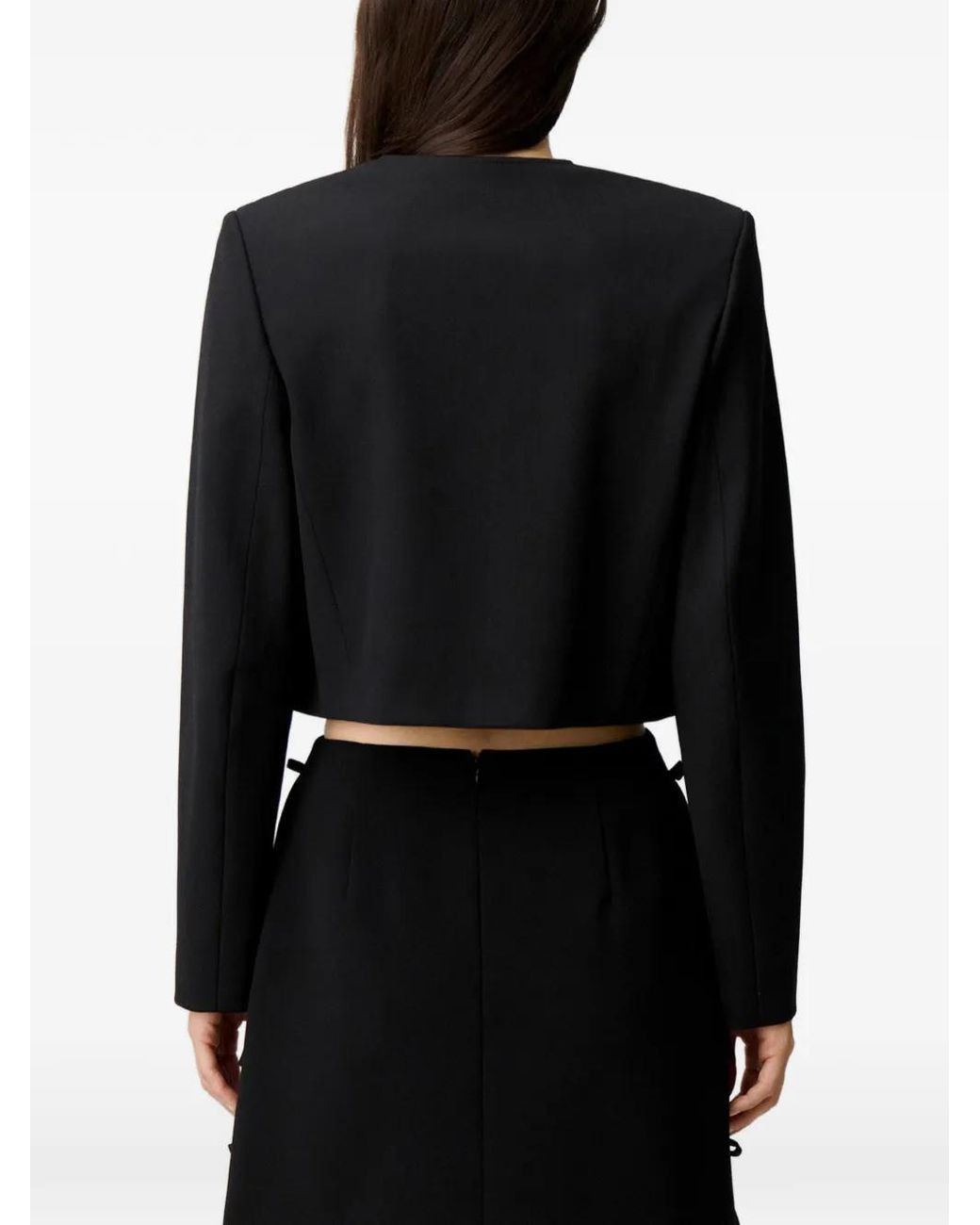 Claudie Pierlot Black Crystal-Embellished Cropped Blazer