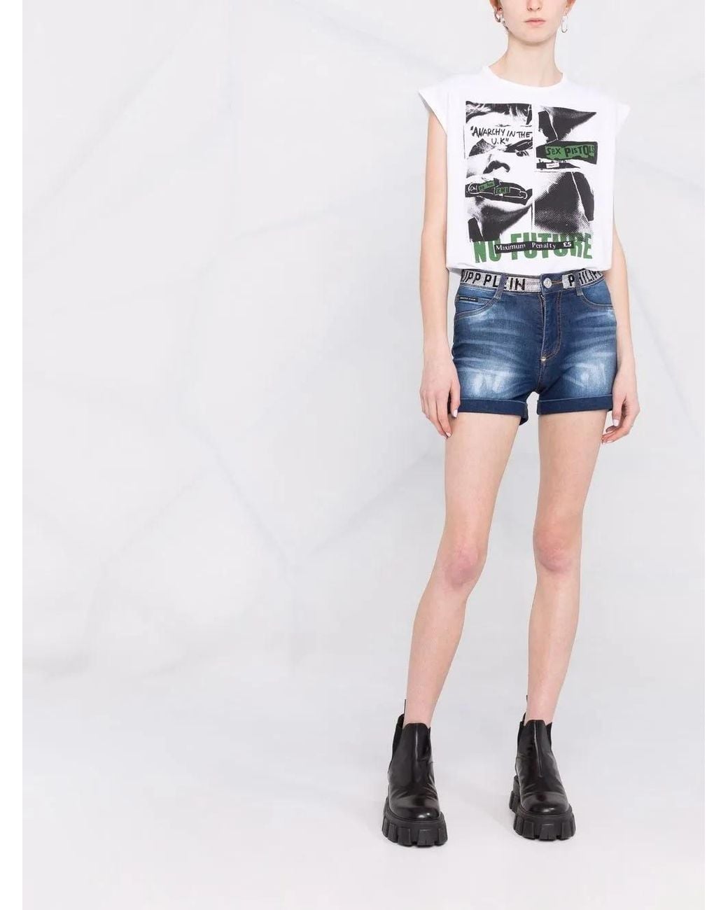 Boilling Rocks Philipp Plein Stones Hot Pants in Blue | Lyst