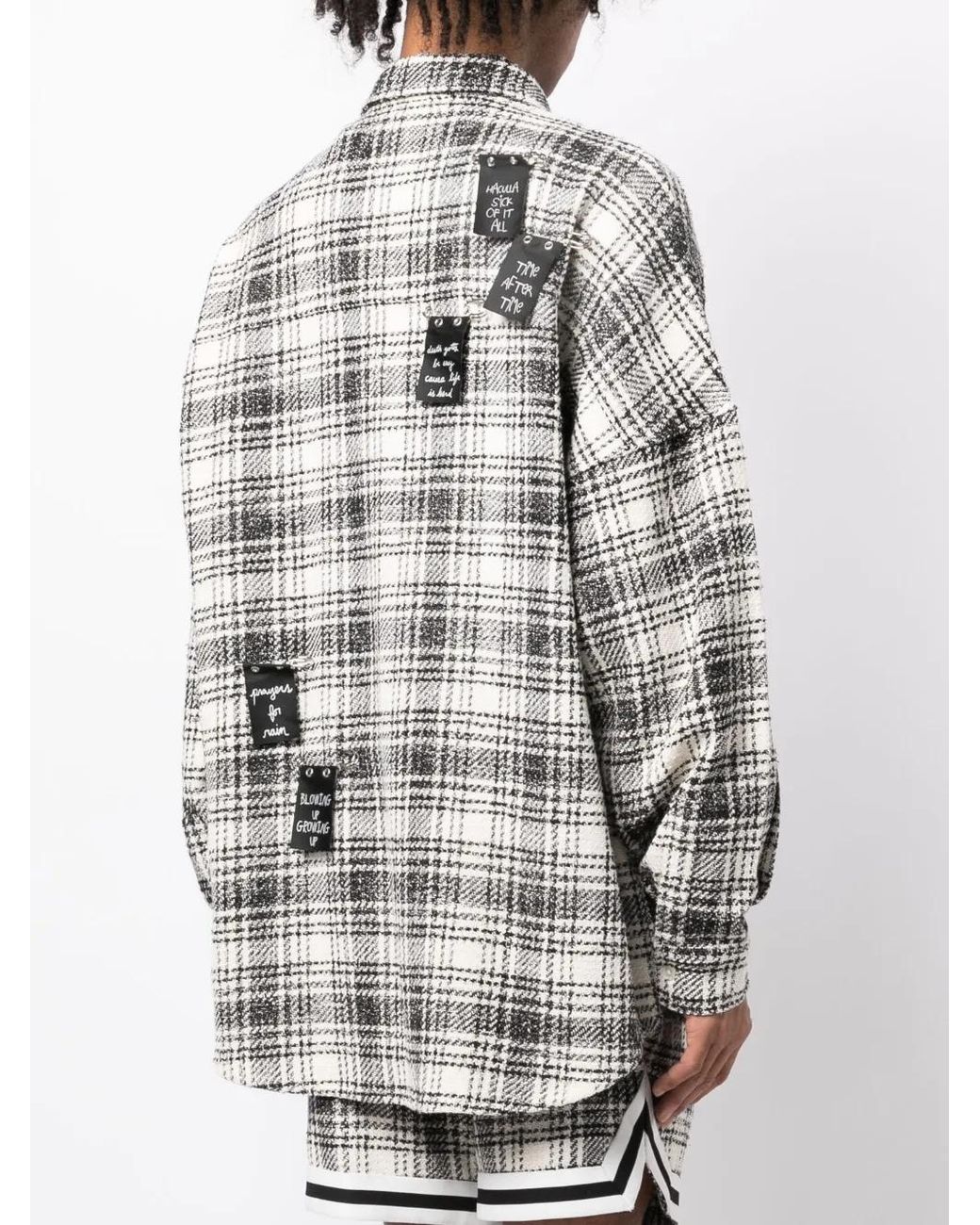 Haculla Gray Safety Plaid-Pattern Tweed Shirt for men