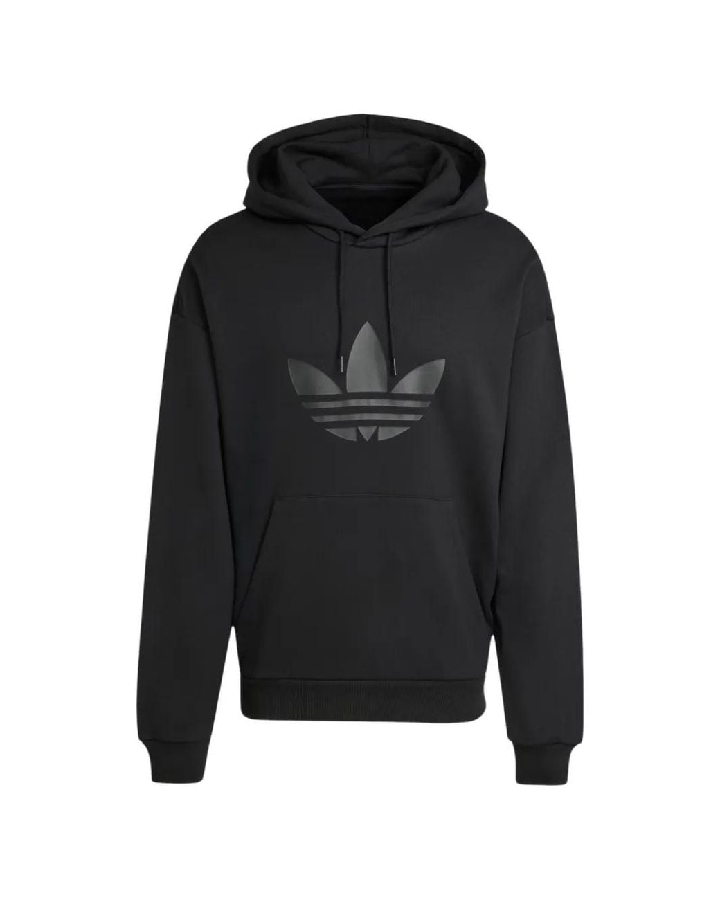 Adidas Black Adicolor Trefoil Logo-Print Hoodie for men