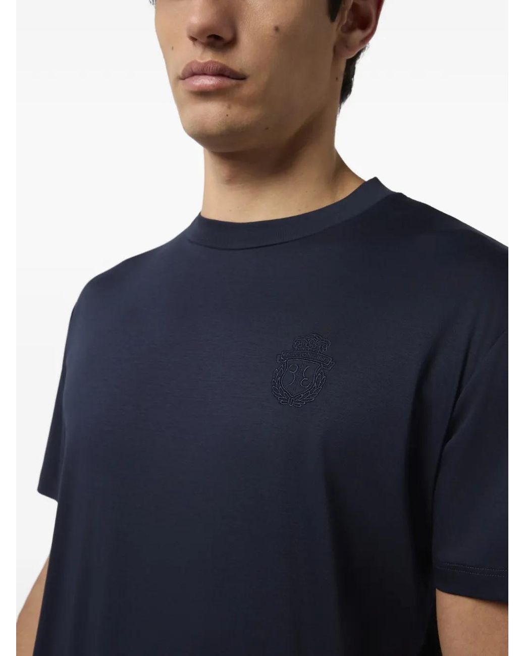 Billionaire Blue Round-Neck Logo-Embroidered T-Shirt for men