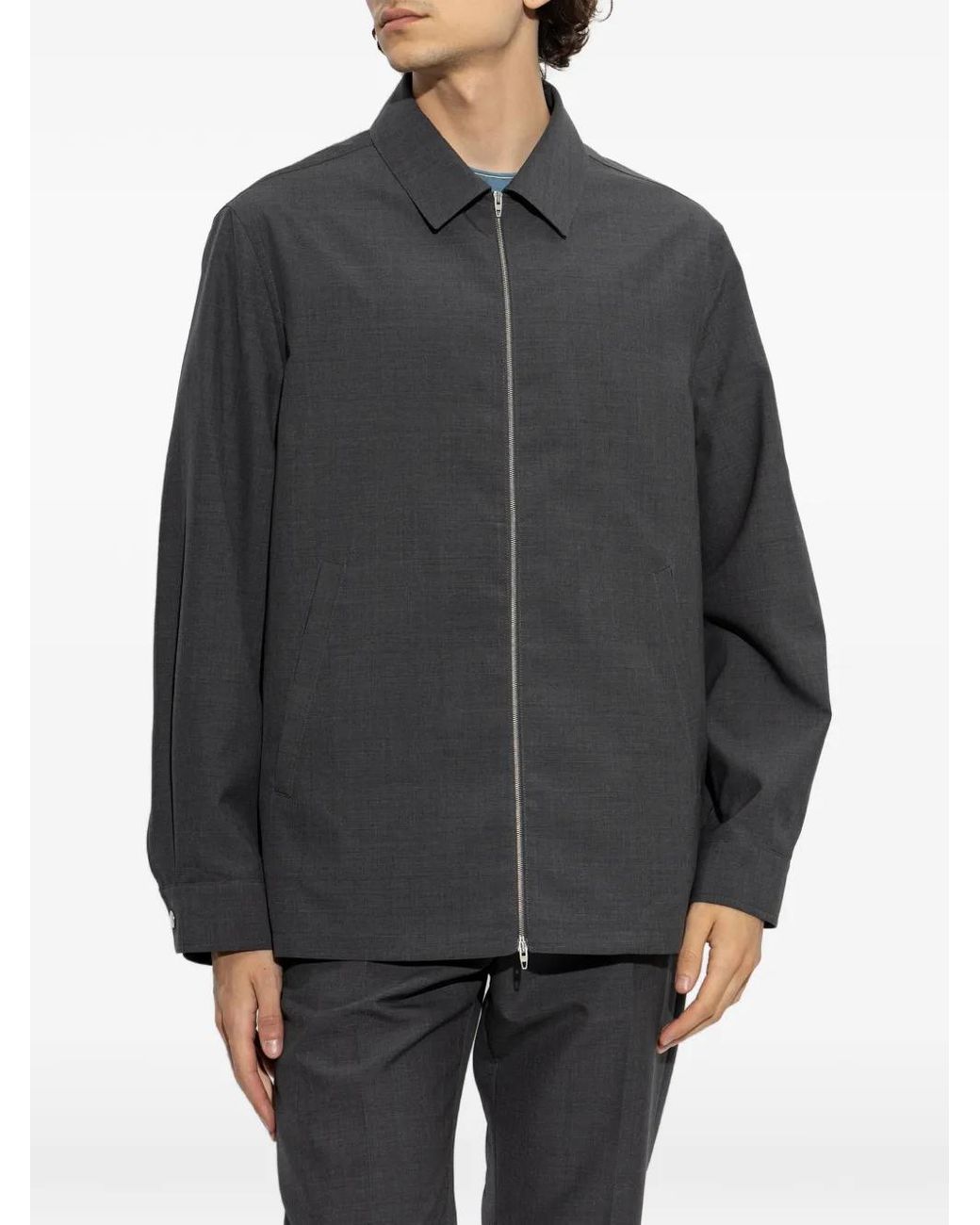 Jil Sander Gray Wool Zip-Up Jacket for men