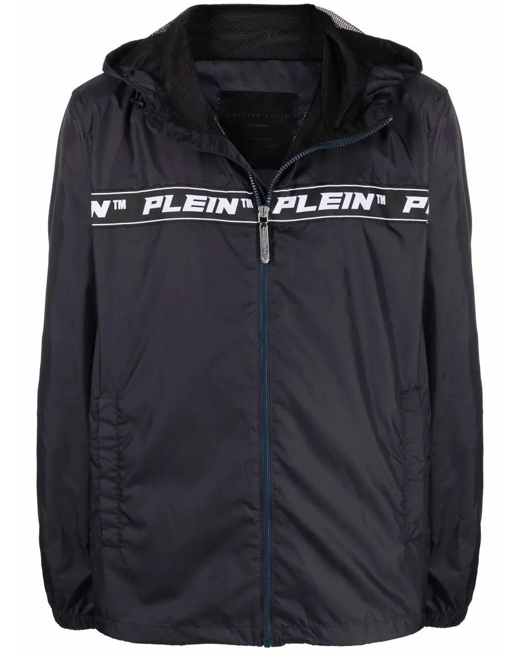 Philipp Plein Black Logo-Print Windbreaker for men