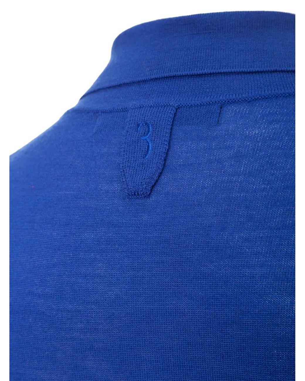 Billionaire Blue Logo-Patch Long-Sleeve Polo for men