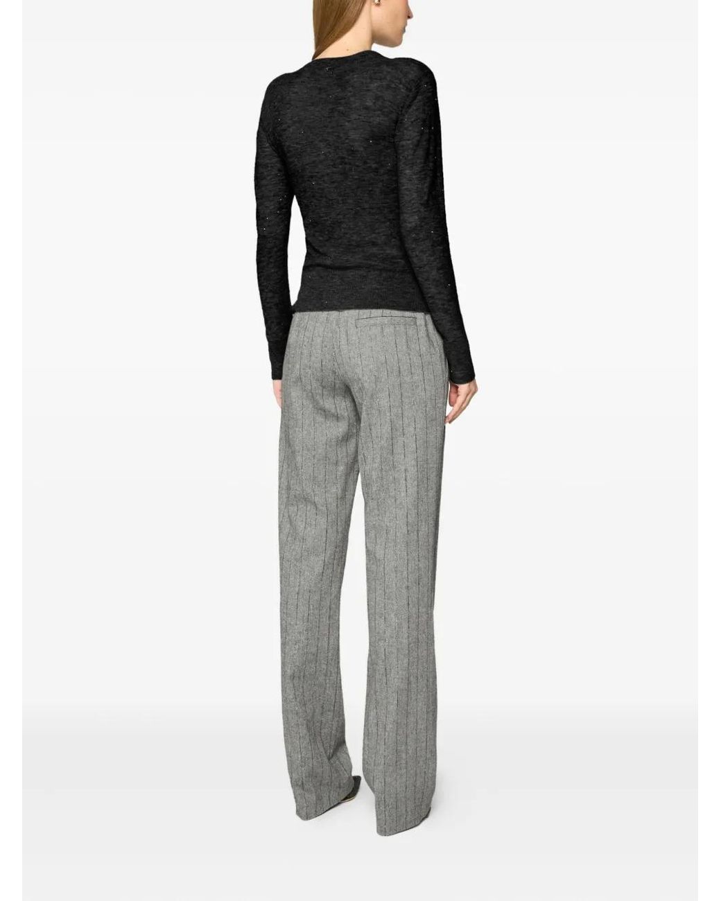 Genny Black Crew-Neck Long-Sleeve Sweater