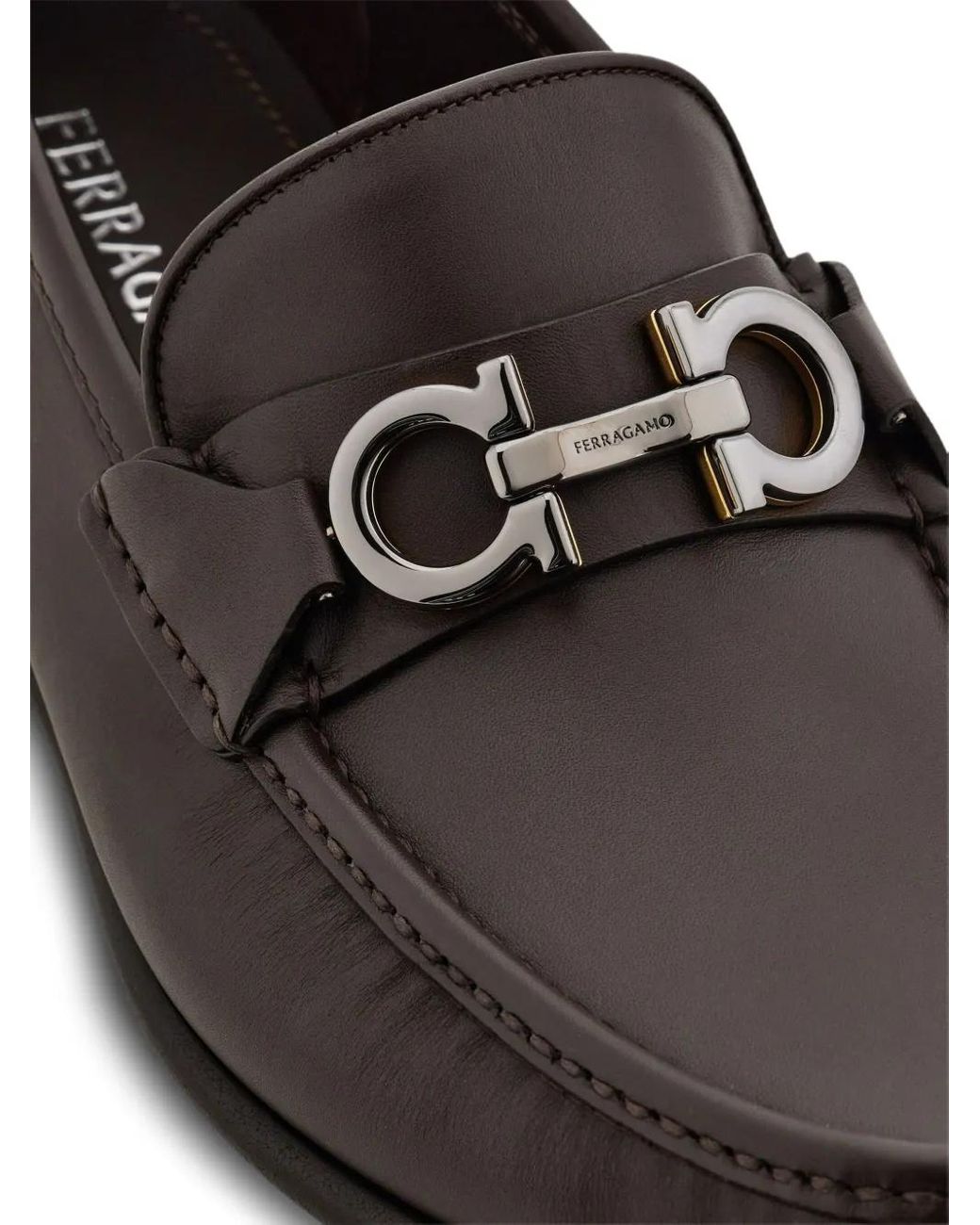 Ferragamo Black Ferragamo Gancini Buckle Loafers for men