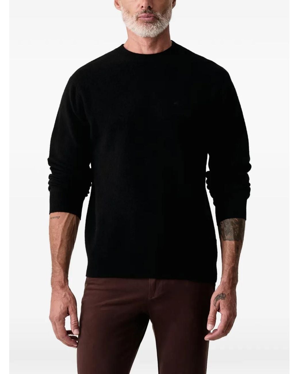 Lindbergh Black Embroidered-Logo Crew-Neck Wool Sweater for men