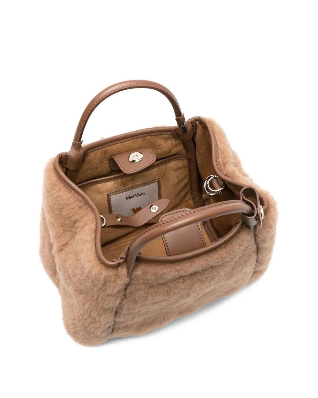 Max Mara Brown Extra-Small Teddy-Fabric Marine Bag