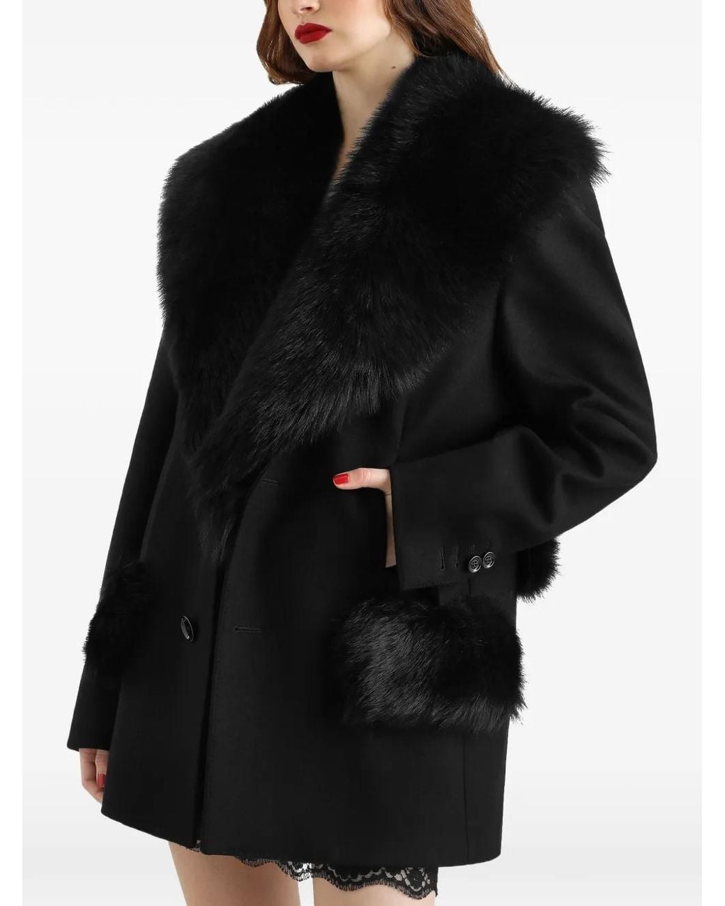 Dolce & Gabbana Black Wool Coat