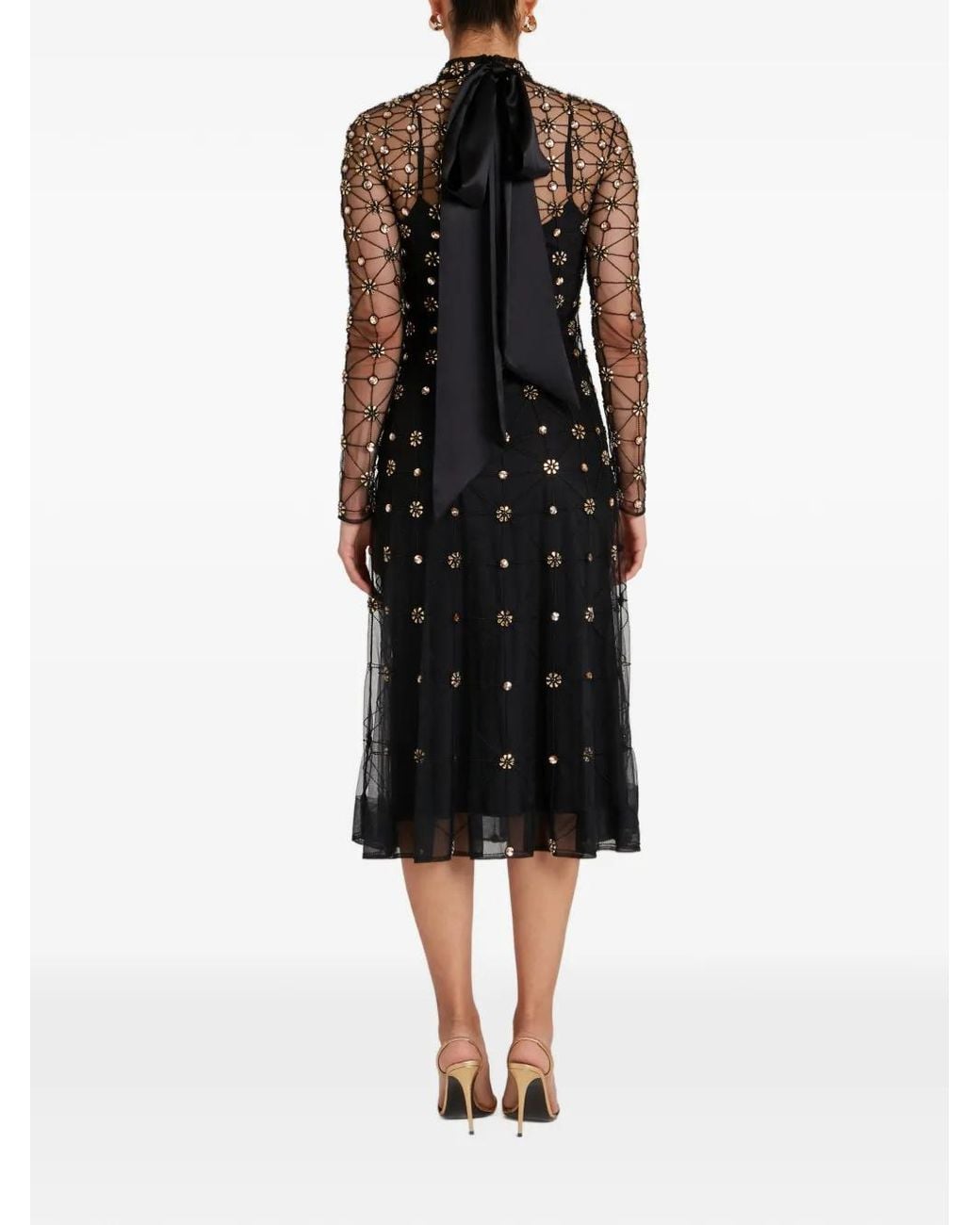 Temperley London Black Crystals-Embellished Midi Dress