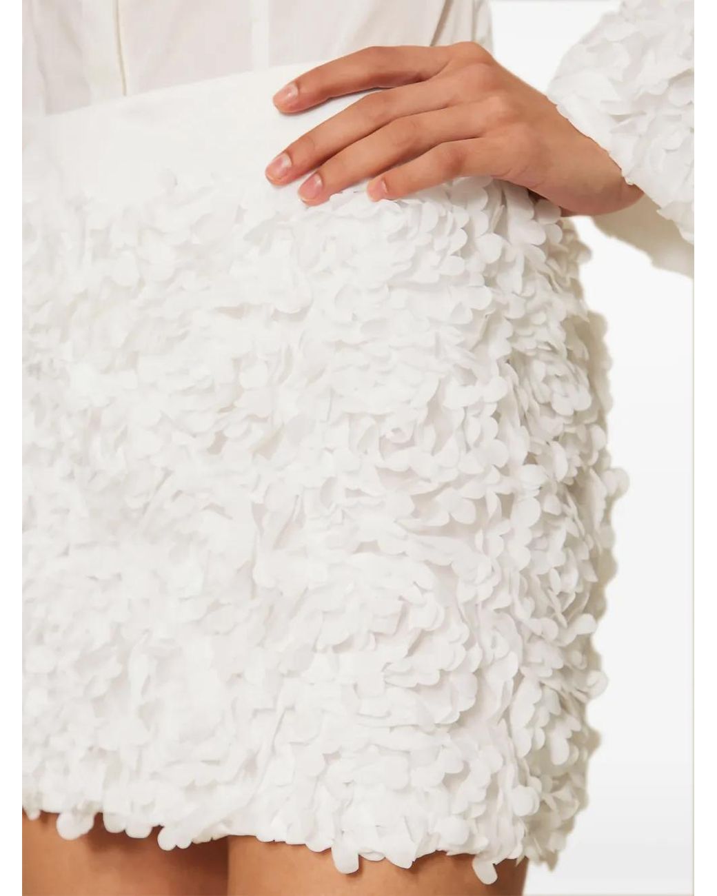 Twinset White Actitude Tulle Miniskirt With Flowers