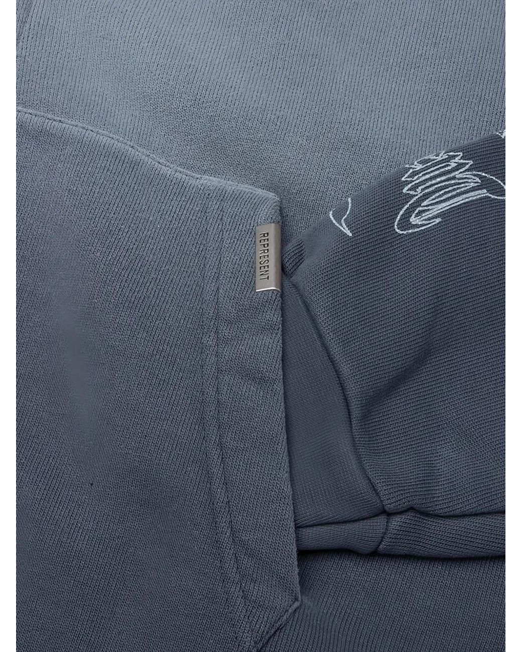 Represent Blue Mh Shrunken Zip Hoodie for men
