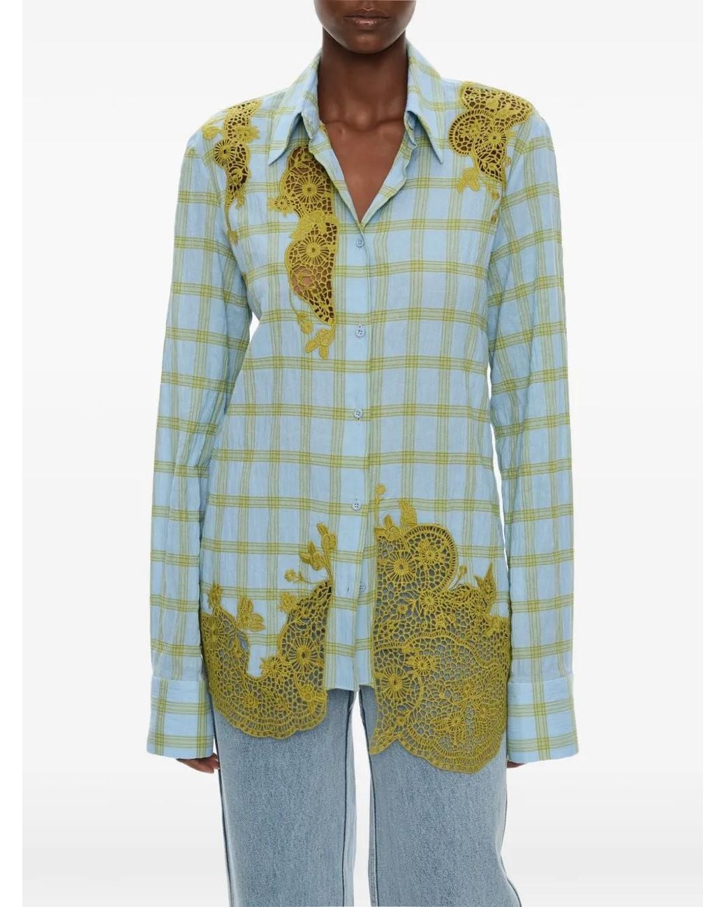 Christopher Esber Blue Maya Embroidered Shirt