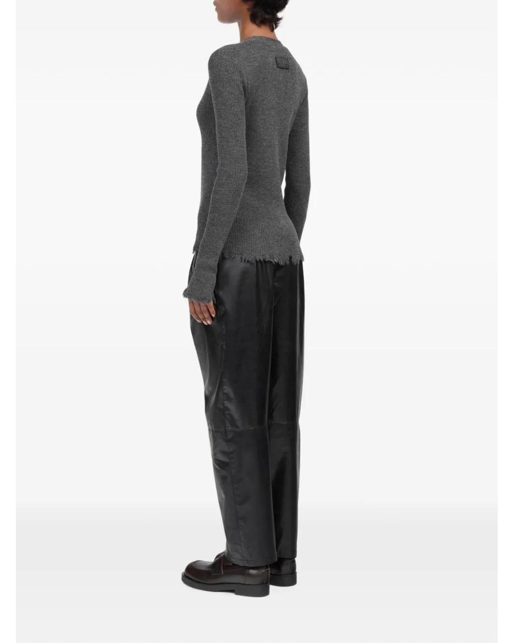 MM6 by Maison Margiela Black Distressed-Edge Ribbed Cardigan